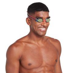 Zoggs Racer Titanium Mirrored Goggle - Grey/Red/Mirrored Gold